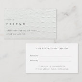 Carte De Visite Elégant blanc ivoire texture cuir aiguiller un ami (Devant / Derrière)