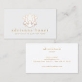 Carte De Visite Élégant blanc moderne Lotus Fleur gris clair (Devant / Derrière)