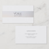 Carte De Visite Elégant blanc moderne Lumineuse Stripe Beauté Salo (Devant / Derrière)