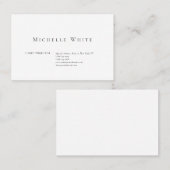 Carte De Visite Élégant Blanc Moderne Professionnel Simple (Devant / Derrière)