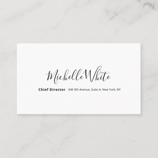 Carte De Visite Élégant Blanc Moderne Professionnel Simple (Devant)