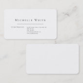Carte De Visite Élégant Blanc Moderne Professionnel Simple (Devant / Derrière)