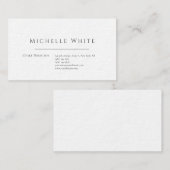 Carte De Visite Élégant Blanc Moderne Professionnel Simple (Devant / Derrière)