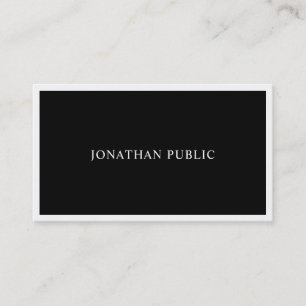 Carte De Visite Élégant Blanc Noir Moderne Simple Chic