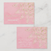 Carte De Visite Elégant blanc & or Mandala Blush Pink Design (Devant / Derrière)