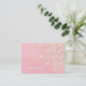 Carte De Visite Elégant blanc & or Mandala Blush Pink Design (Debout devant)