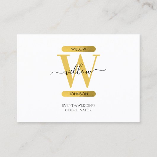 Carte De Visite Élégant blanc or Monogramme médias sociaux QR Code (Devant)