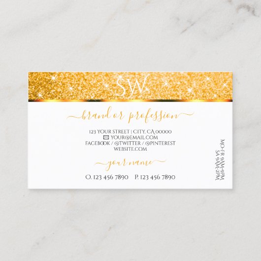 Carte De Visite Élégant blanc Orange Parties scintillant Étincelle (Dos)