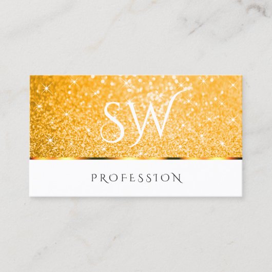 Carte De Visite Élégant blanc Orange Parties scintillant Étincelle (Devant)