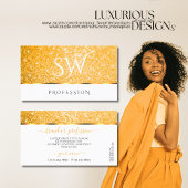 Carte De Visite Élégant blanc Orange Parties scintillant Étincelle