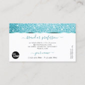 Carte De Visite Élégant blanc Parties scintillant Turquoise Lumine (Dos)