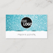 Carte De Visite Élégant blanc Parties scintillant Turquoise Lumine (Devant)