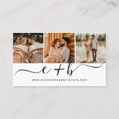 Carte De Visite Elégant blanc Photo Monogramme Mariage QR Code RSV (Dos)