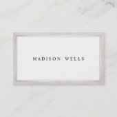 Carte De Visite Élégant blanc professionnel avec bordure en argent (Devant)