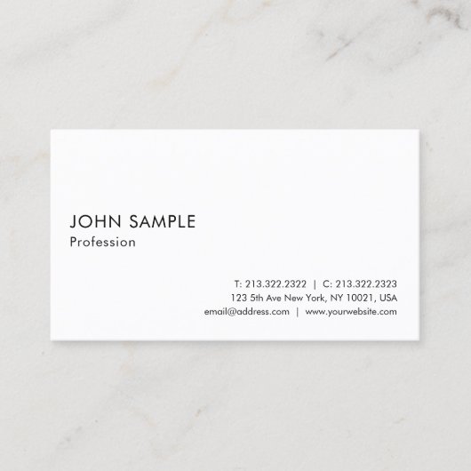 Carte De Visite Élégant Blanc Professionnel Intelligent Simple Mod (Devant)
