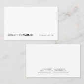 Carte De Visite Élégant Blanc Simple Plat Professionnel Moderne (Devant / Derrière)