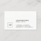 Carte De Visite Élégant Blanc Smart Plain Professionnel (Dos)