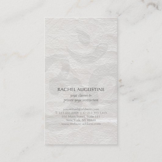 Carte De Visite Élégant blanc & vert Lotus Yoga Instructeur Script (Dos)