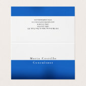 Carte De Visite Élégant bleu bleu blanc minimaliste (Extérieur déplié)