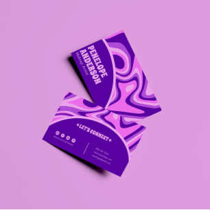 Carte De Visite Elégant bleu bleu rose Abstrait Boho Super chic