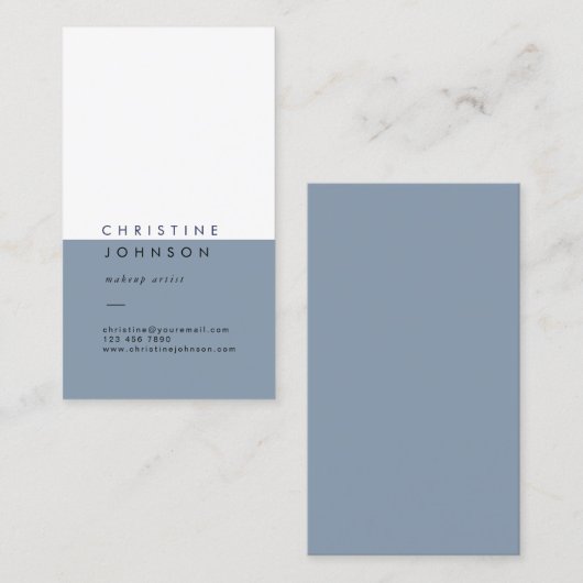 Carte De Visite élégant bleu clair et blanc (Devant / Derrière)