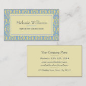 Carte De Visite Élégant bleu clair Motif textile orné (Devant / Derrière)