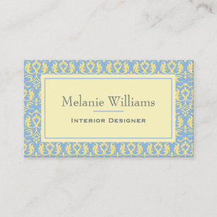Carte De Visite Élégant bleu clair Motif textile orné