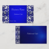 Carte De Visite Elégant bleu et argent horizontal (Devant / Derrière)