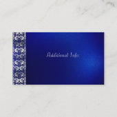 Carte De Visite Elégant bleu et argent horizontal (Dos)
