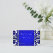 Carte De Visite Elégant bleu et argent horizontal (Debout devant)