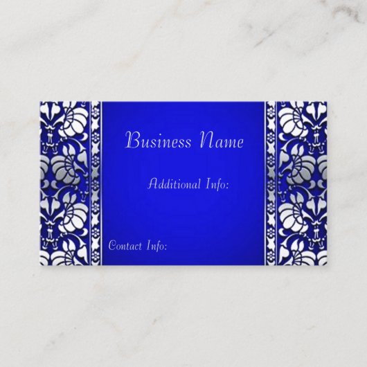 Carte De Visite Elégant bleu et argent horizontal (Devant)