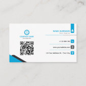 Carte De Visite Élégant bleu et blanc (Dos)