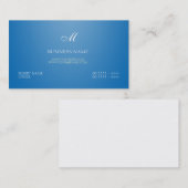 Carte De Visite Élégant bleu et monogramme d'éblouissement (Devant / Derrière)