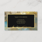 Carte De Visite Elégant bleu et or doré Luxe Beauticier (Dos)