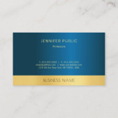 Carte De Visite Élégant Bleu Et Or Professionnel Modèle moderne (Dos)