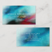 Carte De Visite Elégant bleu et rouge Aquarelle Abstraite (Devant / Derrière)