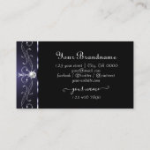 Carte De Visite Élégant bleu foncé blanc Ornate bordures Monogramm (Dos)