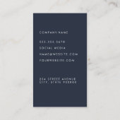 Carte De Visite Élégant bleu foncé simple (Dos)