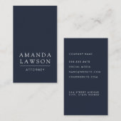 Carte De Visite Élégant bleu foncé simple (Devant / Derrière)