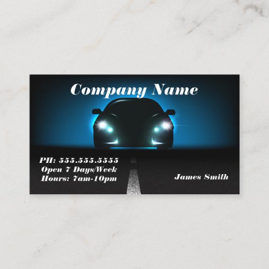 Carte De Visite Élégant bleu gras automobile UE (Devant)