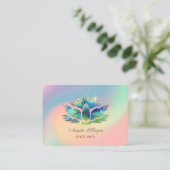 Carte De Visite Élégant bleu Lotus Flower coloré (Debout devant)