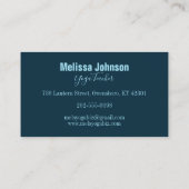 Carte De Visite Elégant bleu lune aquarelle (Dos)