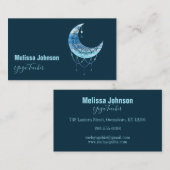 Carte De Visite Elégant bleu lune aquarelle (Devant / Derrière)