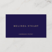 Carte De Visite Élégant bleu marine et or (Devant)