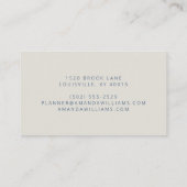 Carte De Visite Elégant bleu marine floral (Dos)