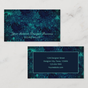 Carte De Visite Elégant bleu marine foncé Turquoise Unique aquarel