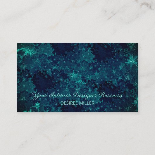 Carte De Visite Elégant bleu marine foncé Turquoise Unique aquarel (Devant)