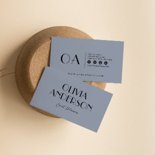 Carte De Visite Élégant bleu neutre minimaliste Boho chic moderne