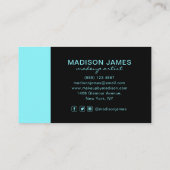 Carte De Visite Elégant Bleu Noir Moderne Maquillage Chic Artiste (Dos)