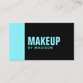 Carte De Visite Elégant Bleu Noir Moderne Maquillage Chic Artiste (Devant)